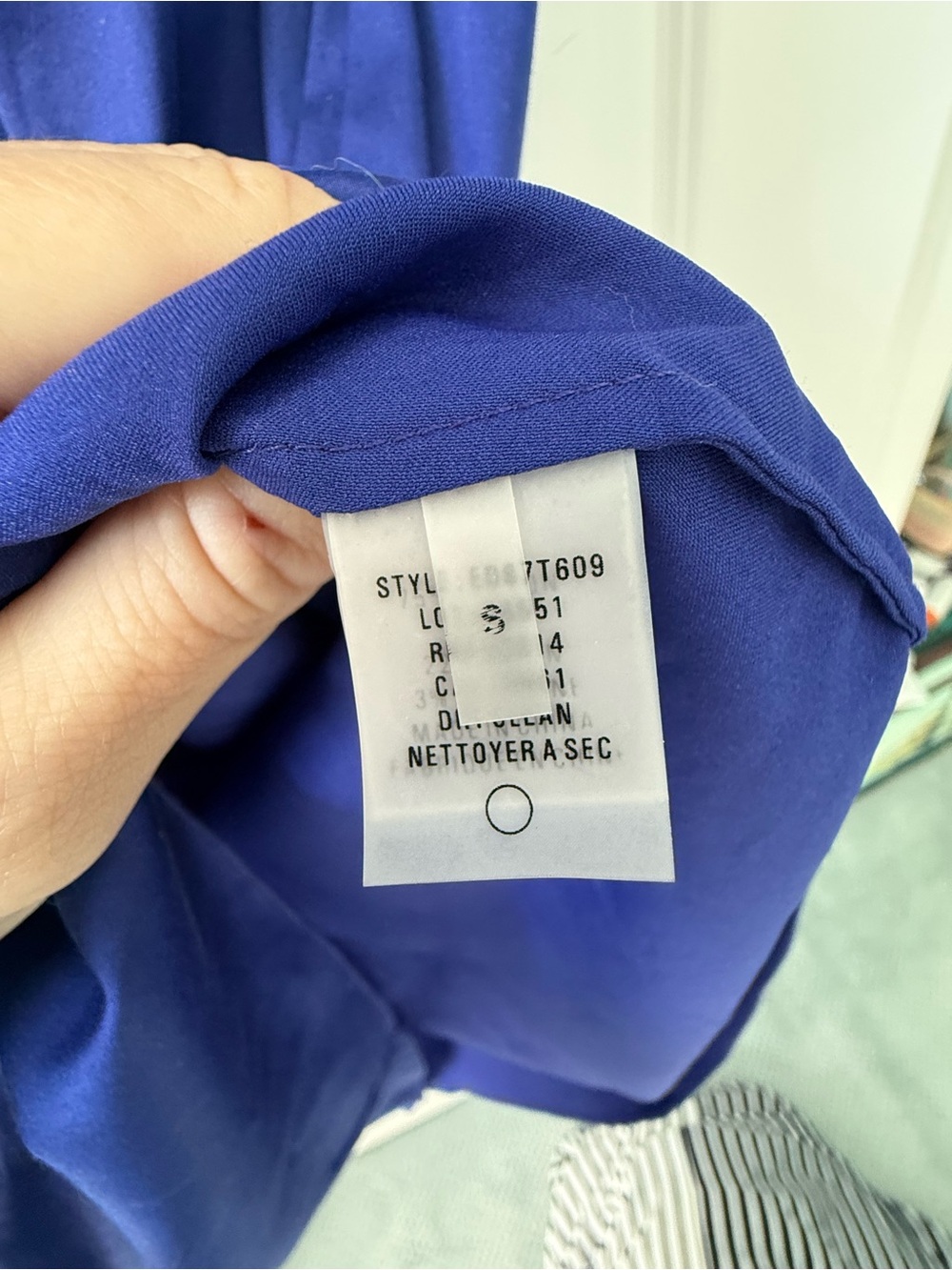 Elie Tahari Cobalt Blue V-Neck Dress with Ruffle Trim - Picture 5 of 5